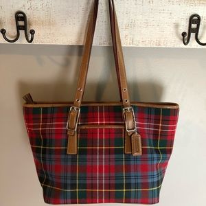 COACH TARTAN PLAID SMALL TOTE